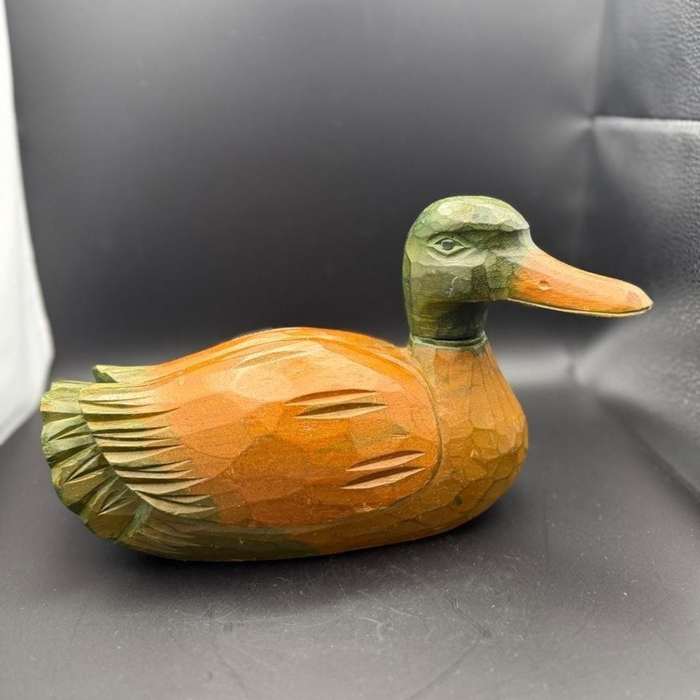 Antique Hand-Carved Wooden Duck Decoy Antique Painted Folk Art
